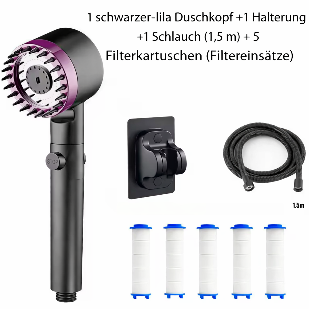 Duschkopf mit Filter und Massagefunktion – 3 Modi Handbrause aus ABS für Badezimmer