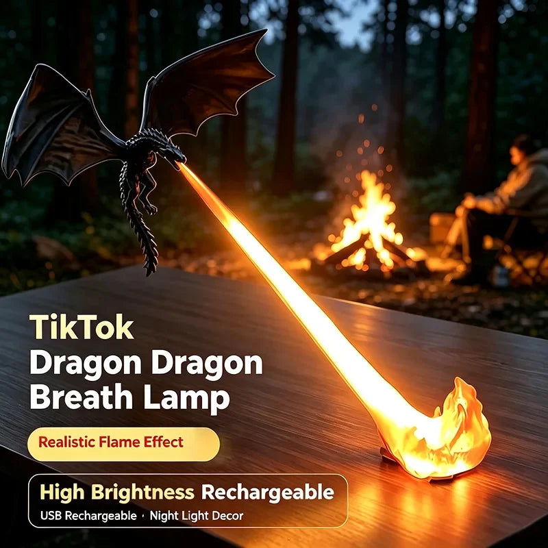 Drachenlampe | Feuerspeiende Tischleuchte mit USB-Aufladung | Fantastisches Design für kreative Beleuchtung 2