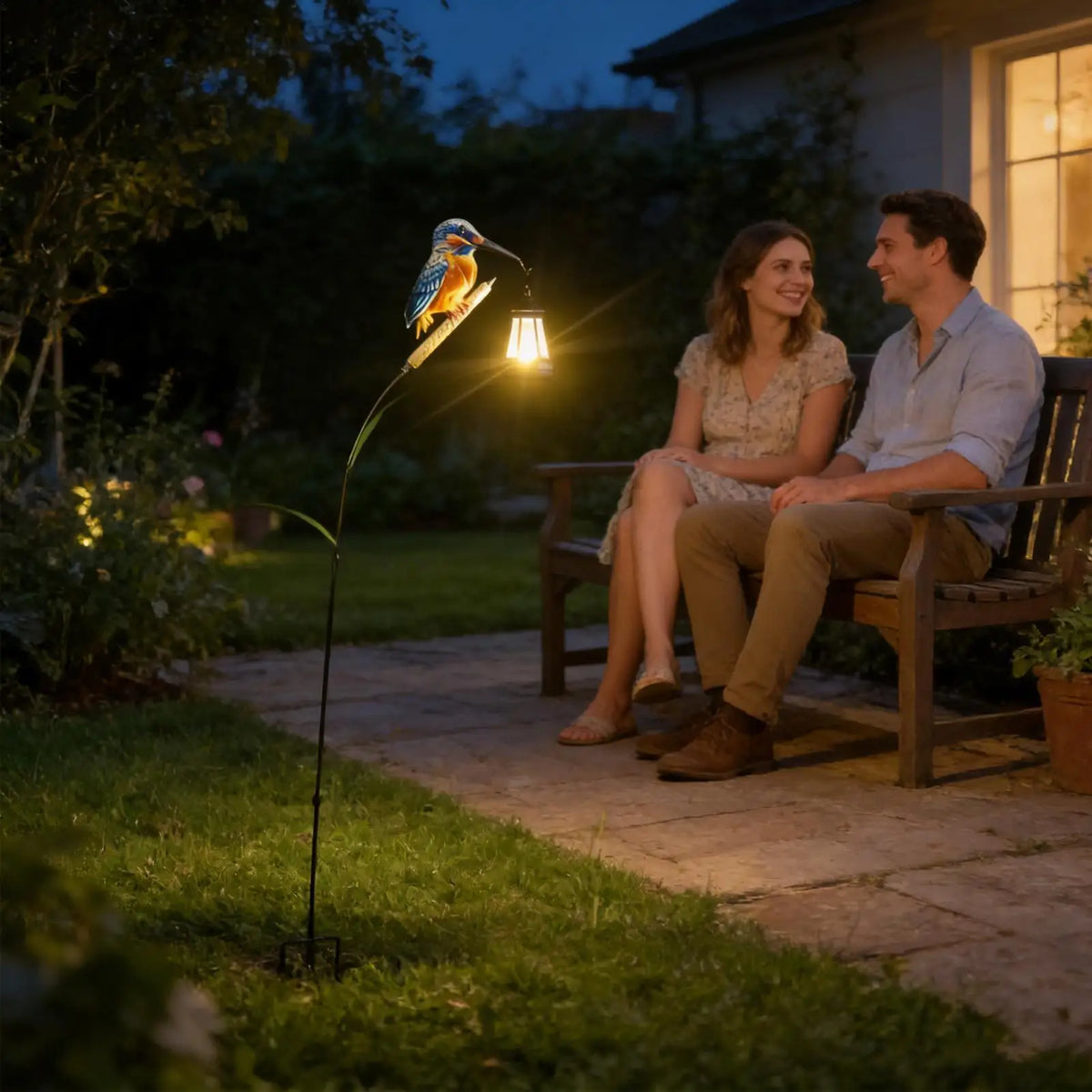 Eisvogel-Solarlaterne | Solarbetriebene Gartenlaterne mit Warmem Licht | Wetterfestes Design für Magische Abende 5