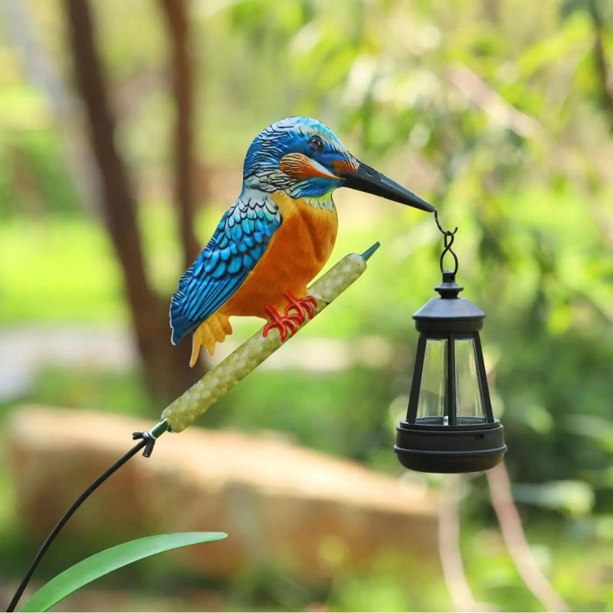 Eisvogel-Solarlaterne | Solarbetriebene Gartenlaterne mit Warmem Licht | Wetterfestes Design für Magische Abende 6