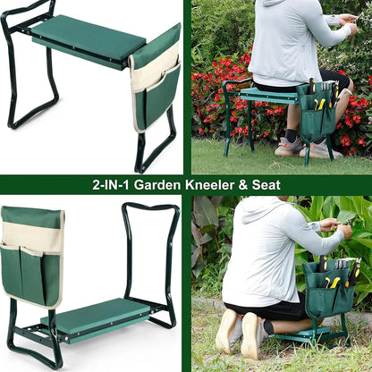Faltbare Gartenbank | 2-in-1 Kniebank mit Weicher Polsterung | Bequemer Sitz für Müheloses Gärtnern 1