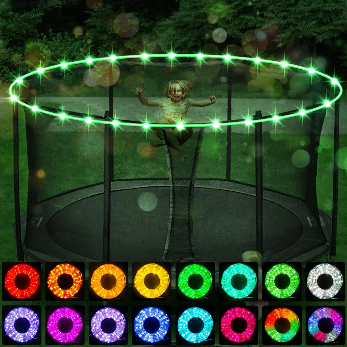 Farbwechselnde LED-Beleuchtung für Trampolin mit Fernbedienung | Sicheres Spielen bei Nacht 1