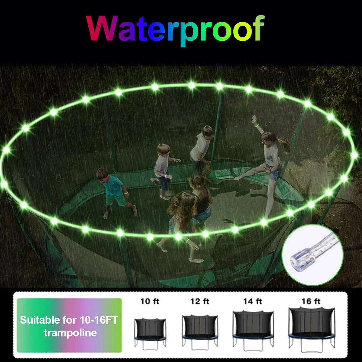 Farbwechselnde LED-Beleuchtung für Trampolin mit Fernbedienung | Sicheres Spielen bei Nacht 3