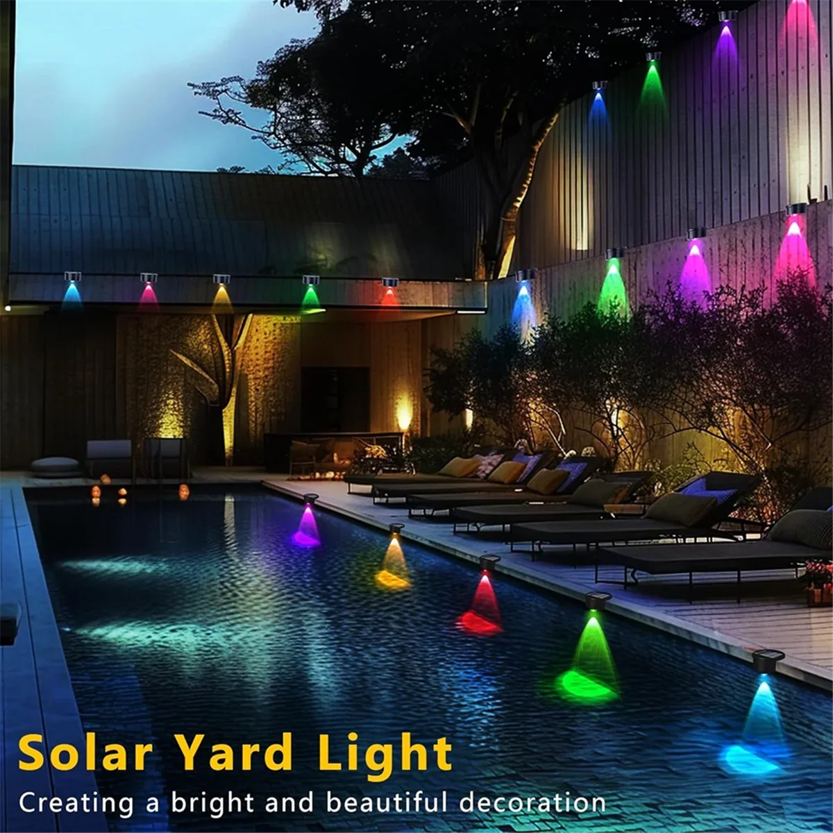 Farbwechselnde Solar-Poolrandleuchten mit kabellosem Design für stimmungsvolle Abende 5