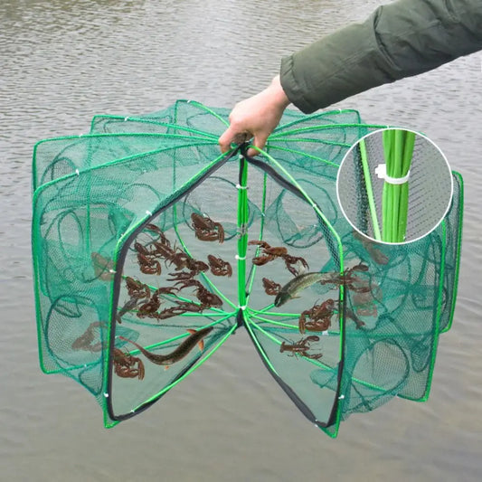 Fischfalle | Faltbare Nylon-Fischfalle mit Mehrloch-Design | Effektiv für Garnelen und kleine Fische 1