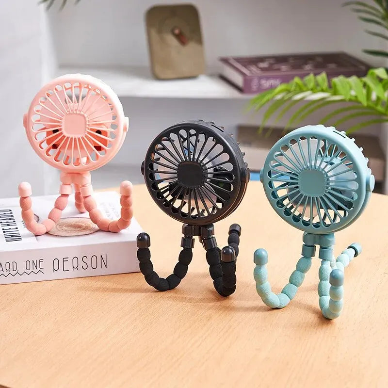 FlexiCool | Tragbarer Mini-Ventilator für Kinderwagen mit USB-Aufladung | Flexibles Design für mobile Kühlung 2