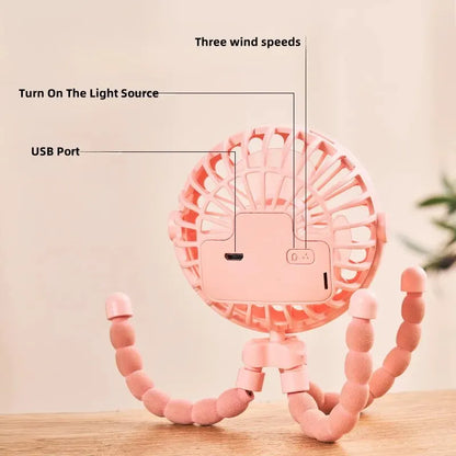 FlexiCool | Tragbarer Mini-Ventilator für Kinderwagen mit USB-Aufladung | Flexibles Design für mobile Kühlung 8