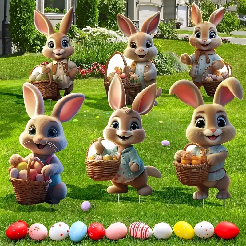 Fröhliche Gartendeko | Niedliche Osterhasen-Gartenschilder mit Wetterfestem Material | Perfekte Frühlingsdekoration für Ostereiersuchen 5