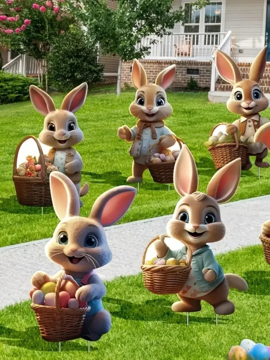 Fröhliche Gartendeko | Niedliche Osterhasen-Gartenschilder mit Wetterfestem Material | Perfekte Frühlingsdekoration für Ostereiersuchen 7