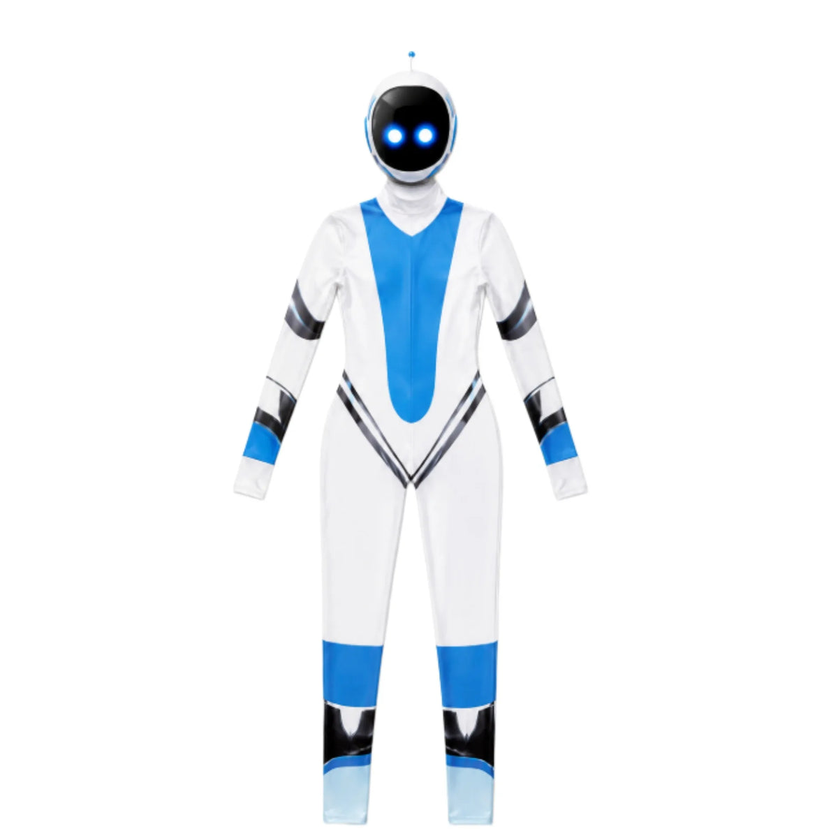 Futuristisches Roboter-Overall-Kostüm mit Blau-Weiß-Design für Sci-Fi-Events 1