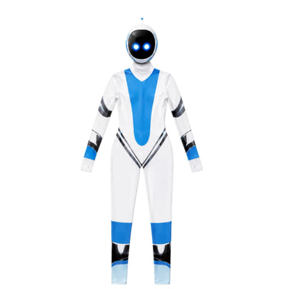 Futuristisches Roboter-Overall-Kostüm mit Blau-Weiß-Design für Sci-Fi-Events 1