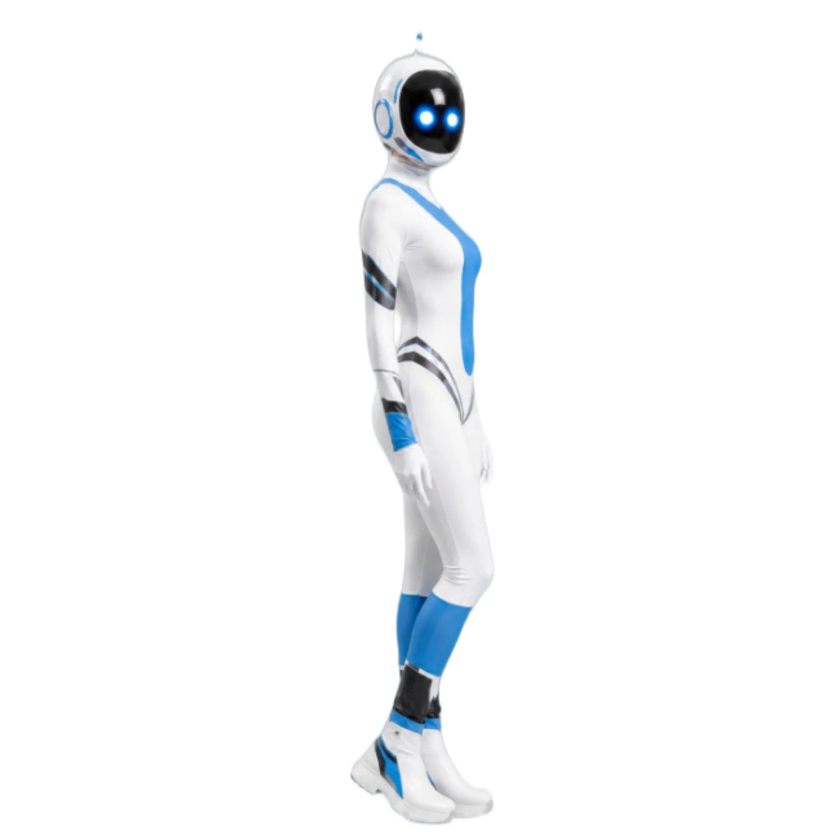 Futuristisches Roboter-Overall-Kostüm mit Blau-Weiß-Design für Sci-Fi-Events 3