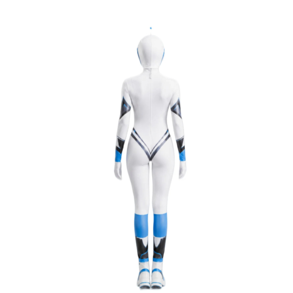 Futuristisches Roboter-Overall-Kostüm mit Blau-Weiß-Design für Sci-Fi-Events 4