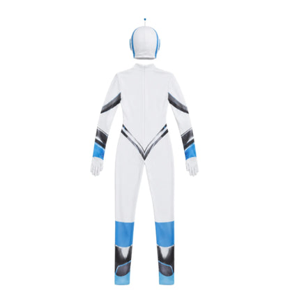 Futuristisches Roboter-Overall-Kostüm mit Blau-Weiß-Design für Sci-Fi-Events 5