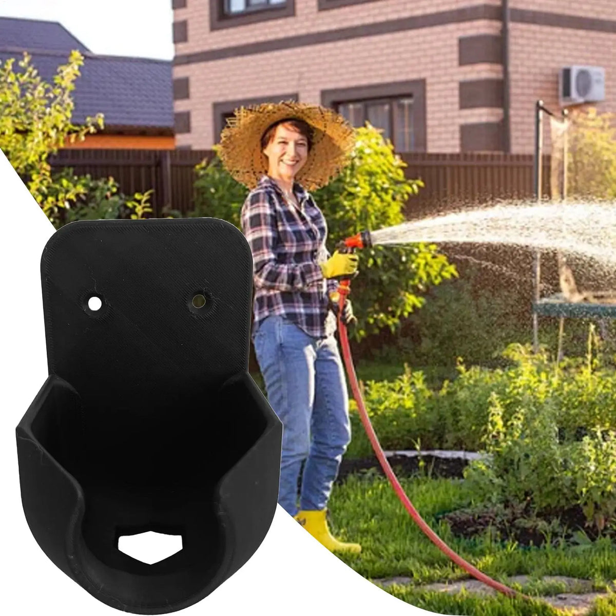 Gartenschlauch Düsenhalterung mit Offenem Ablaufdesign | Kompakte Wandhalterung für Ordnung im Garten 8