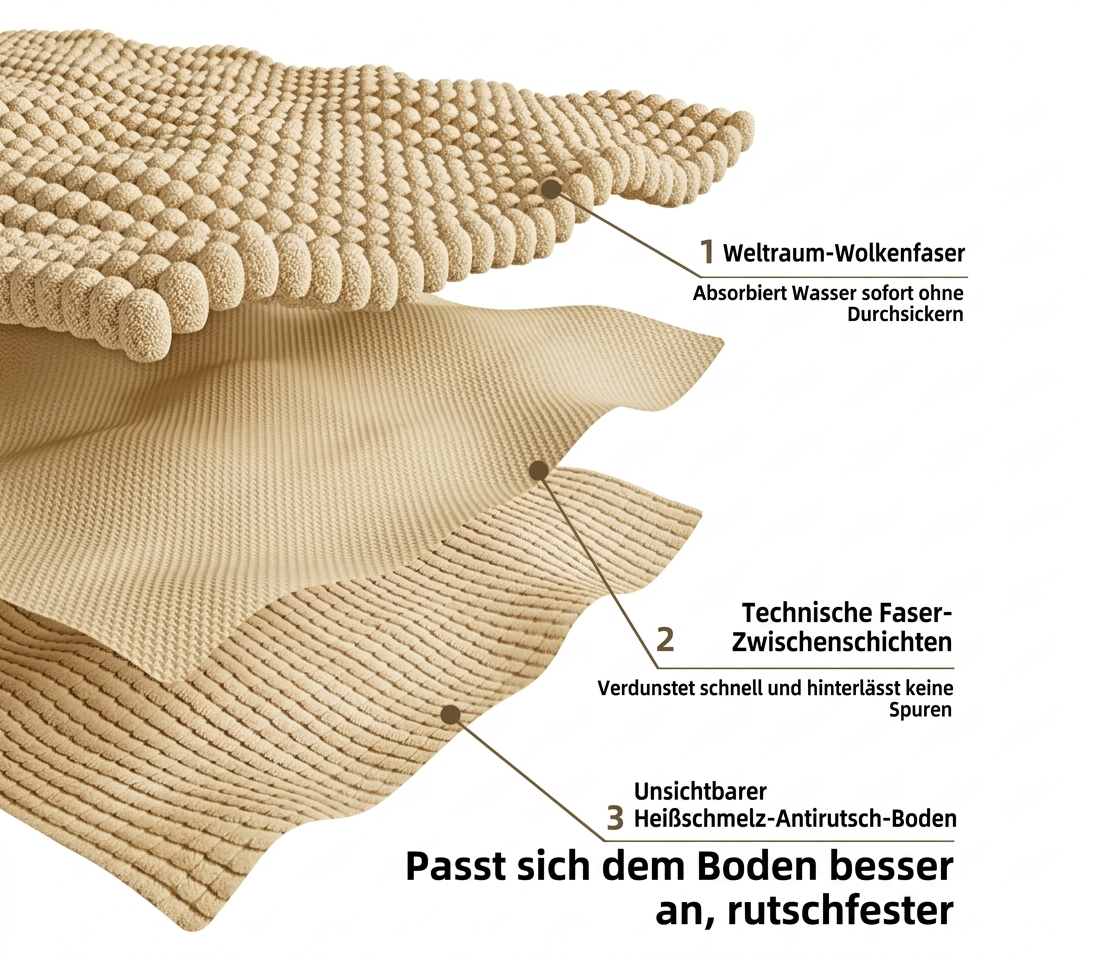 Bath Mat Non-Slip - Soft, absorbent bathroom mat with quick-drying plush