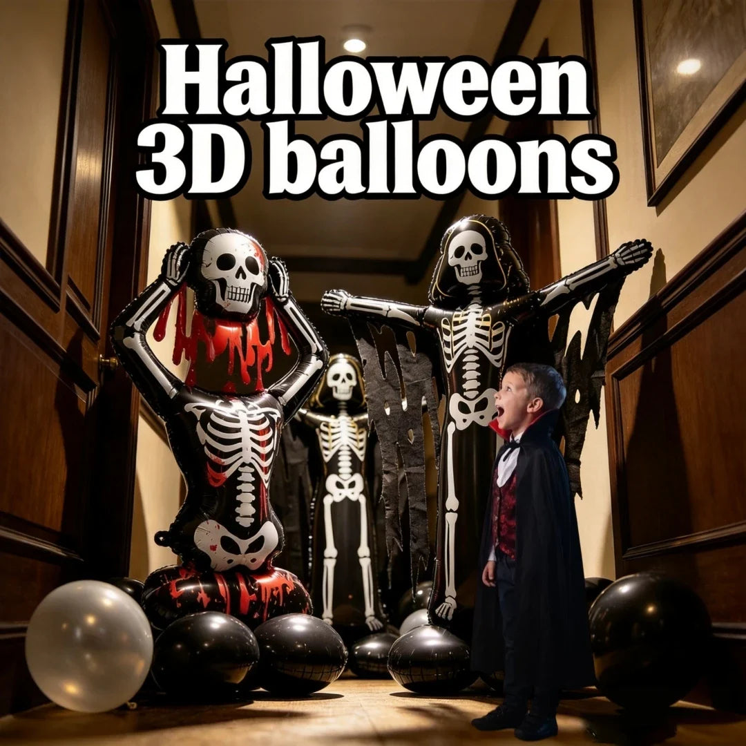Gruselige Halloween-Dekoration | Skelett-Ballon-Set mit 3 Designs | Dramatischer Effekt für Ihre Party 1