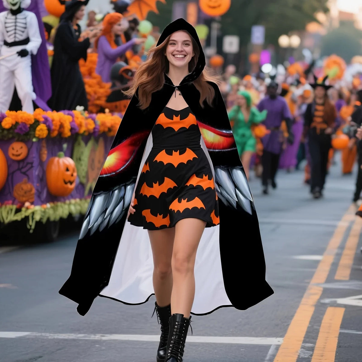 Gruseliger Umhang | Nightmare Grin Kostümumhang mit Leuchtenden Augen | Perfekt für Halloween und Kostümpartys 2