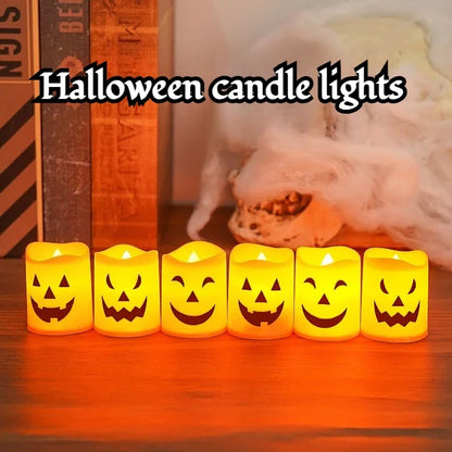 Halloween-Dekoration | LED-Kerzen-Set mit Kürbisgesichtern | Flammenlos für Gruselige Atmosphäre 2