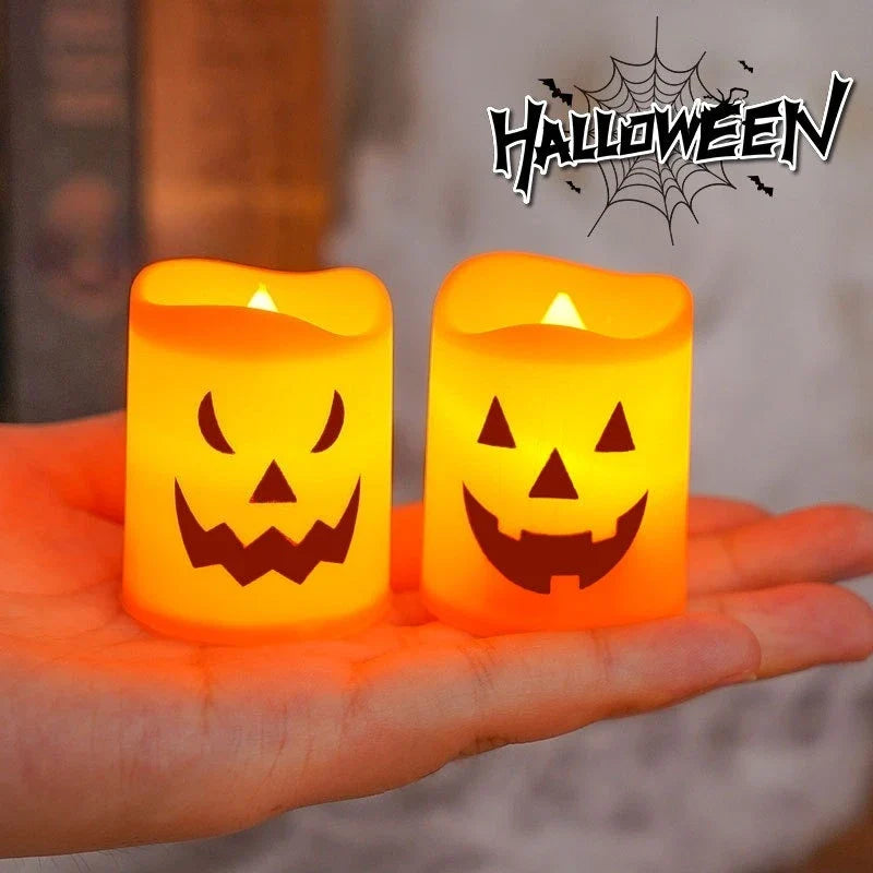 Halloween-Dekoration | LED-Kerzen-Set mit Kürbisgesichtern | Flammenlos für Gruselige Atmosphäre 5