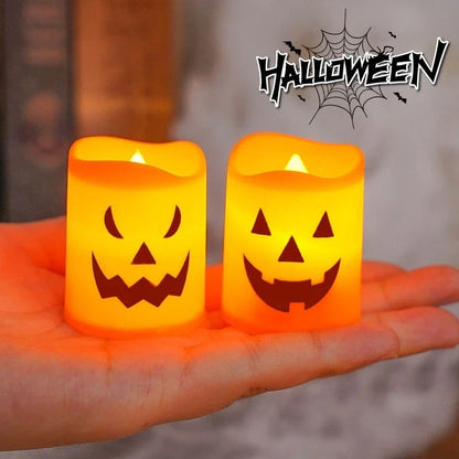 Halloween-Dekoration | LED-Kerzen-Set mit Kürbisgesichtern | Flammenlos für Gruselige Atmosphäre 5