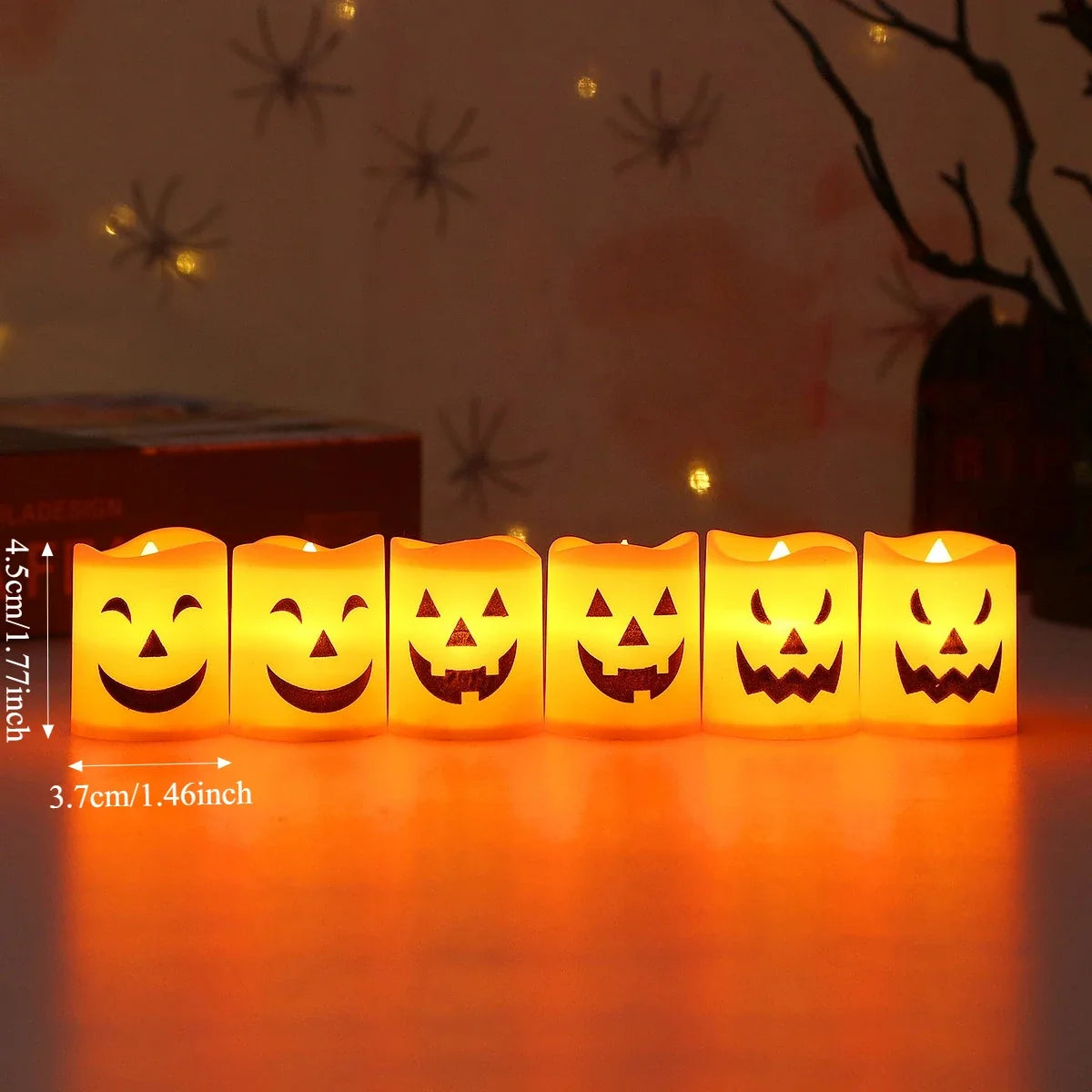 Halloween-Dekoration | LED-Kerzen-Set mit Kürbisgesichtern | Flammenlos für Gruselige Atmosphäre 6