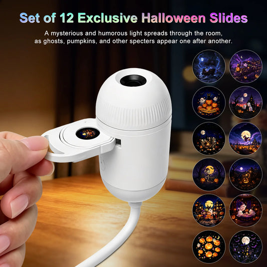 Halloween-Galaxie-Projektor | Kompakter Projektor mit 12 Szenen | Flexibles Nachtlicht für gruselige Atmosphäre 1