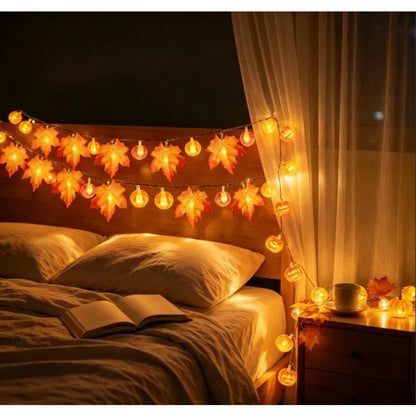 Herbstliche Lichterkette | Kürbis-Ahorn-Design mit Warmem LED-Licht | Flexible Dekoration für Gemütliche Herbstabende 3