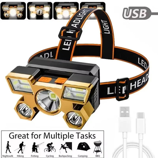 Hochleistungs-LED-Stirnlampe | Wiederaufladbar mit USB für Freihändiges Arbeiten 1