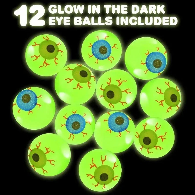 Hüpfbälle mit Augapfel-Design für Halloween mit fluoreszierendem Effekt | Spaßige Deko für gruselige Partys 4