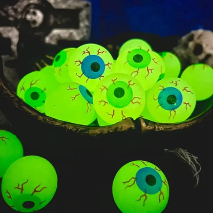 Hüpfbälle mit Augapfel-Design für Halloween mit fluoreszierendem Effekt | Spaßige Deko für gruselige Partys 5