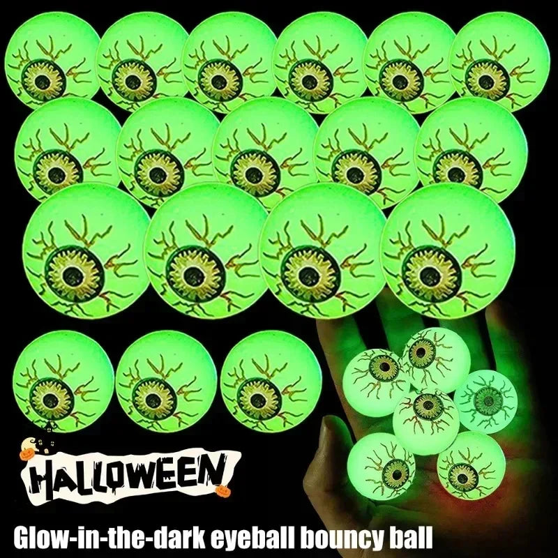 Hüpfbälle mit Augapfel-Design für Halloween mit fluoreszierendem Effekt | Spaßige Deko für gruselige Partys 7