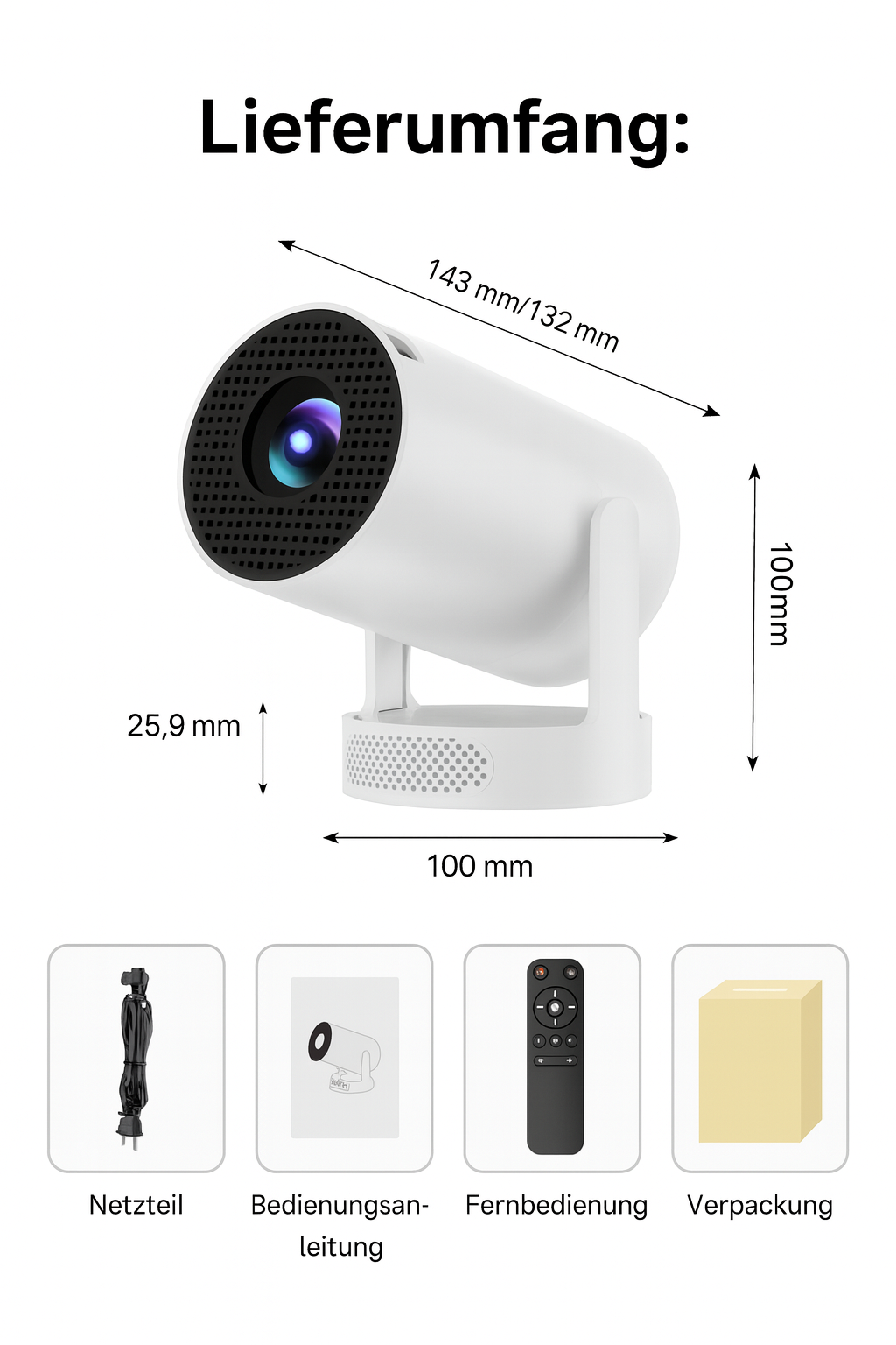 LumiBeam One - Smart HD Projektor mit Android 11, 720p Auflösung & WLAN