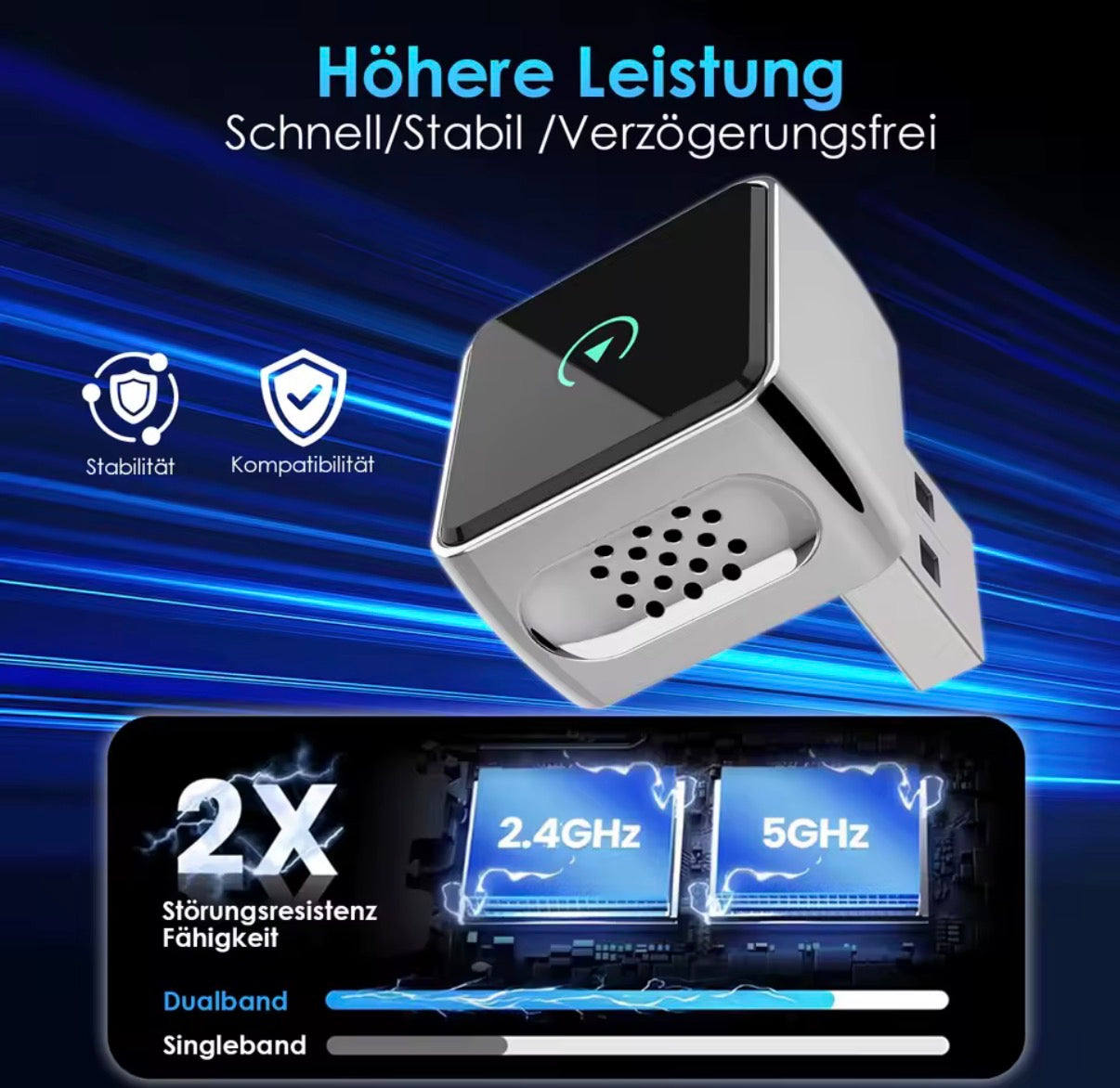 Kabelloser CarPlay & Android Auto Adapter – Plug & Play Dongle für iPhone & Android (USB / USB-C)