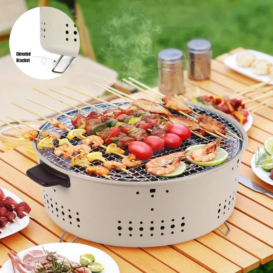 Kompakter Grill | Tragbarer Holzkohlegrill mit Abnehmbarem Rost | Ideal für Picknicks und Camping 1
