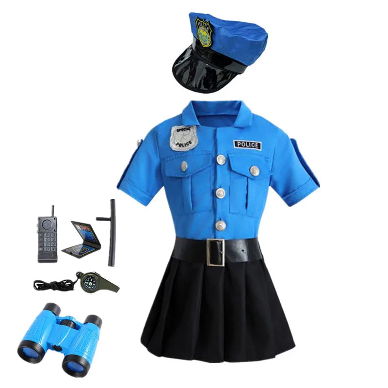 Kostümset für Mädchen | Polizei-Outfit mit Abzeichen | Perfekt für Rollenspiele und Abenteuer 5