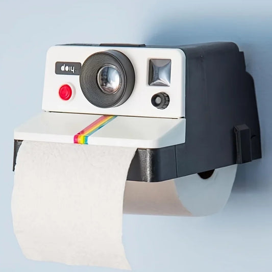 Kreativer Toilettenpapierhalter im Retro-Kamera-Design mit Frontzugriff | Nostalgische Badezimmerdeko für einen verspielten Akzent 1