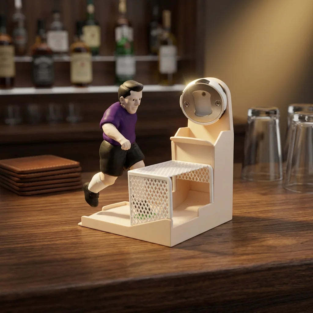 Küchenaccessoire | Flaschenöffner im Fußballtor-Design mit integriertem Kronkorkenfänger | Spaßiges Bar-Tool für Fußballfans 4