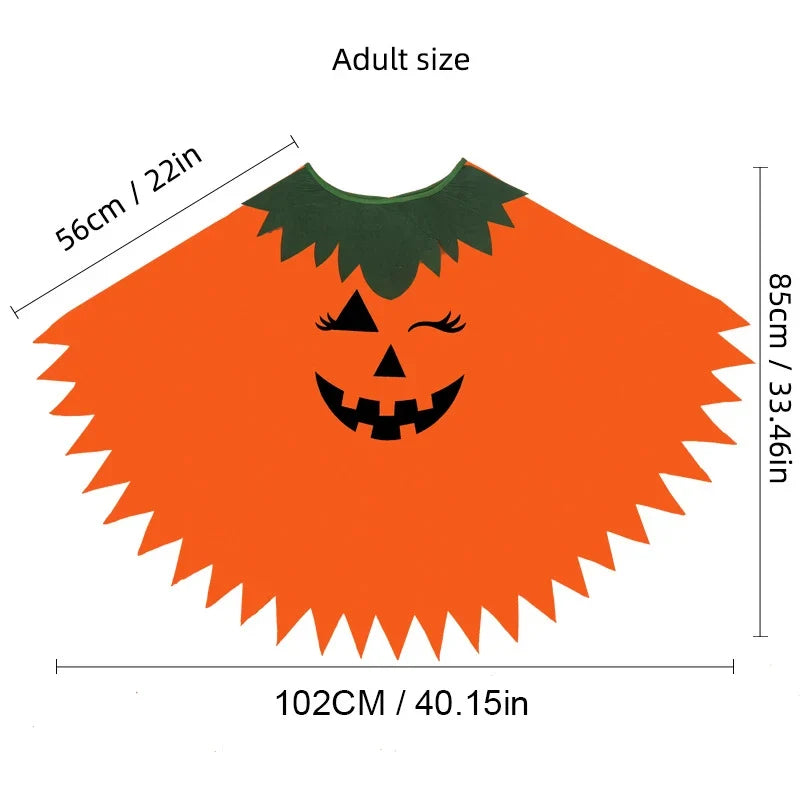 Kürbis Poncho Kostümset für Erwachsene und Kinder mit Einfachem Styling | Lustiges Halloween-Outfit für die ganze Familie 4