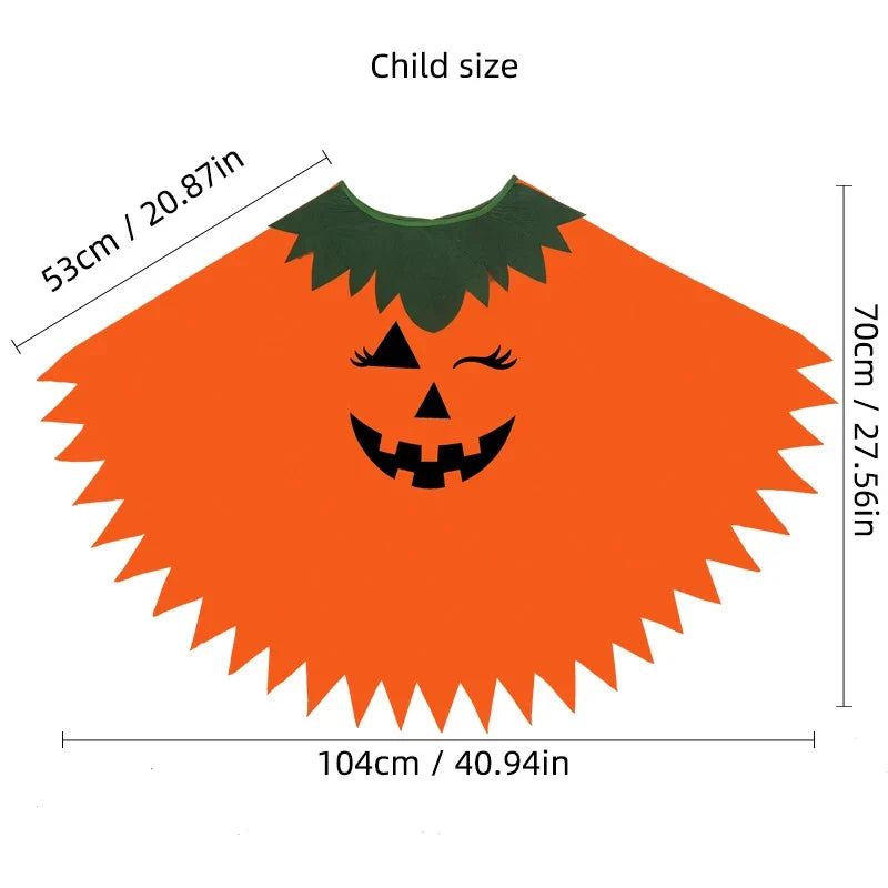 Kürbis Poncho Kostümset für Erwachsene und Kinder mit Einfachem Styling | Lustiges Halloween-Outfit für die ganze Familie 5