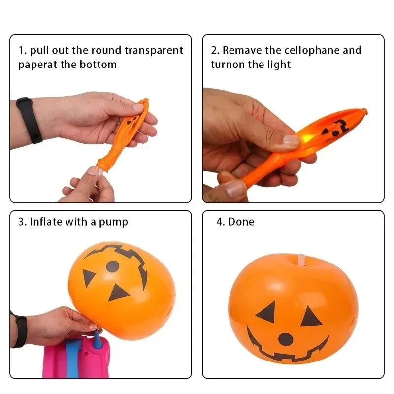 Leuchtende Halloween-Ballons | 25 cm Kürbis-Ballons mit integriertem Licht | Perfekte Dekoration für Halloween-Partys 7