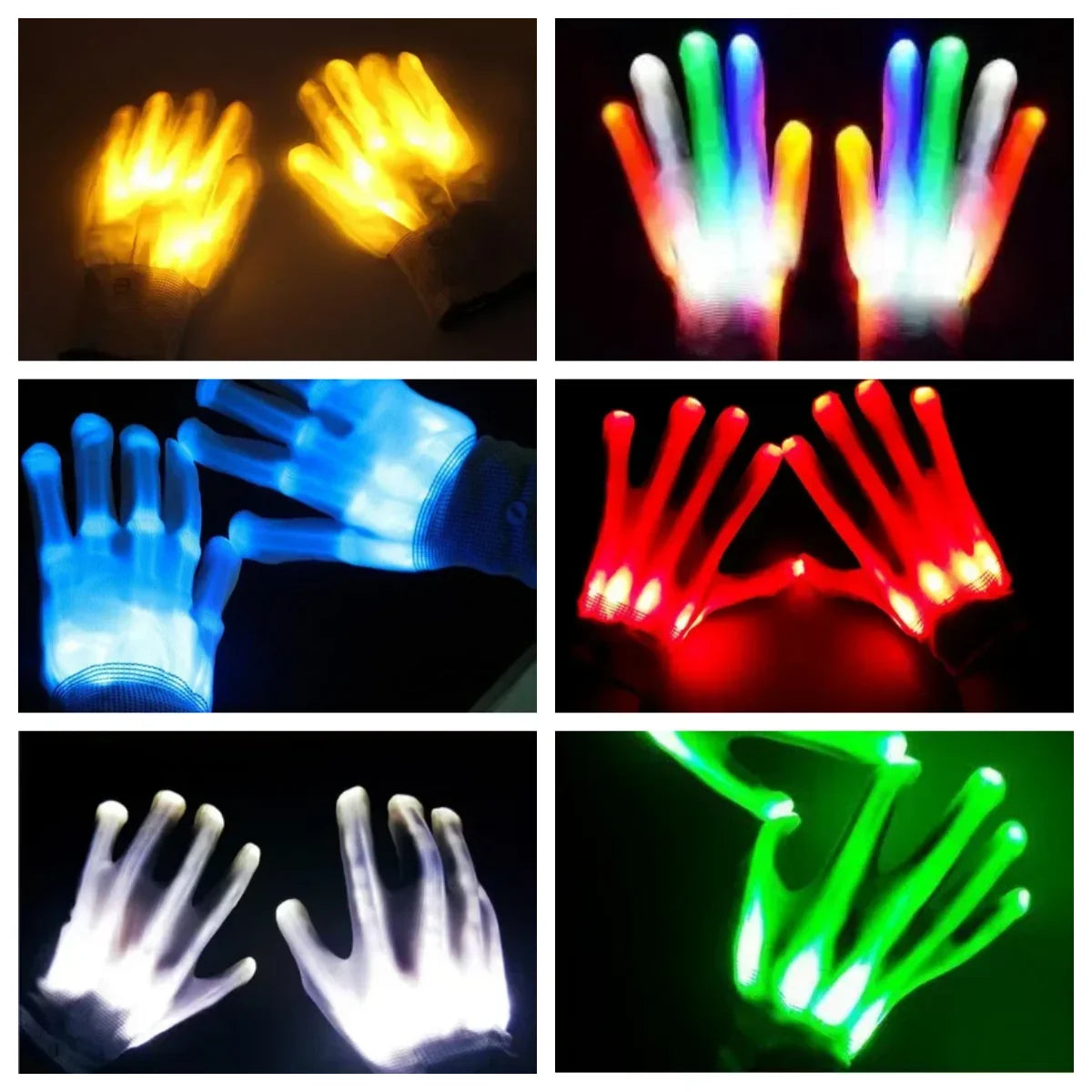 Leuchtende LED-Skelett-Handschuhe mit Anpassbarem Lichteffekt für Gruselige Partylooks 1