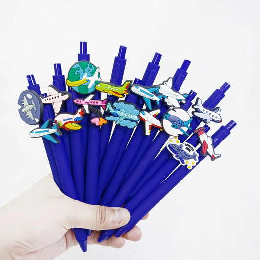 Luftfahrt-Kugelschreiber-Set | Bunte Flugzeug-Stifte mit Klickmechanismus | Spaßige Schreibutensilien für Schüler und Luftfahrtfans 1