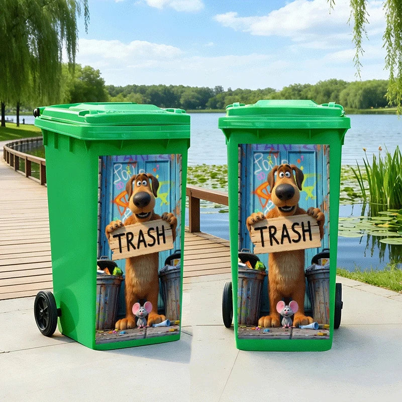 Lustiger Hunde-Mülleimer-Aufkleber mit Cartoon-Welpen für Spaß und Aufsehen 3