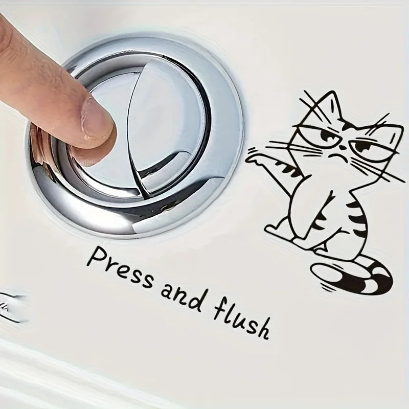 Lustiger Katzen-Toilettenaufkleber | Selbstklebend und Abnehmbar für Humor im Badezimmer 1