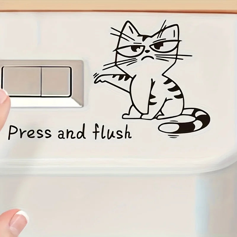 Lustiger Katzen-Toilettenaufkleber | Selbstklebend und Abnehmbar für Humor im Badezimmer 2