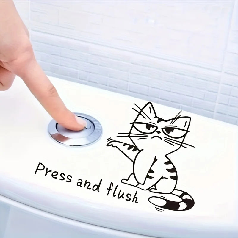 Lustiger Katzen-Toilettenaufkleber | Selbstklebend und Abnehmbar für Humor im Badezimmer 3