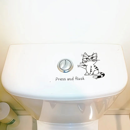 Lustiger Katzen-Toilettenaufkleber | Selbstklebend und Abnehmbar für Humor im Badezimmer 4