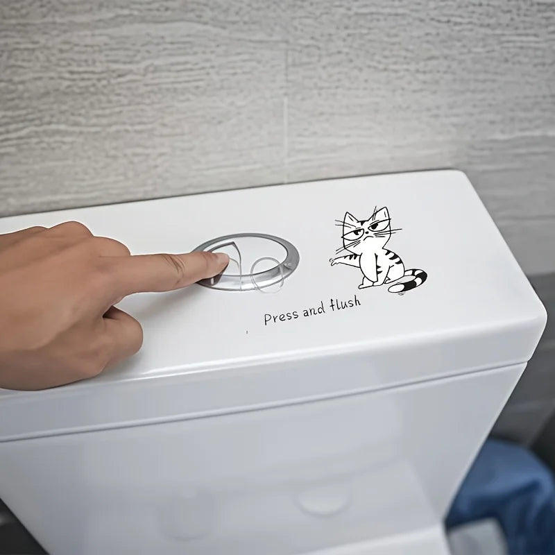 Lustiger Katzen-Toilettenaufkleber | Selbstklebend und Abnehmbar für Humor im Badezimmer 5