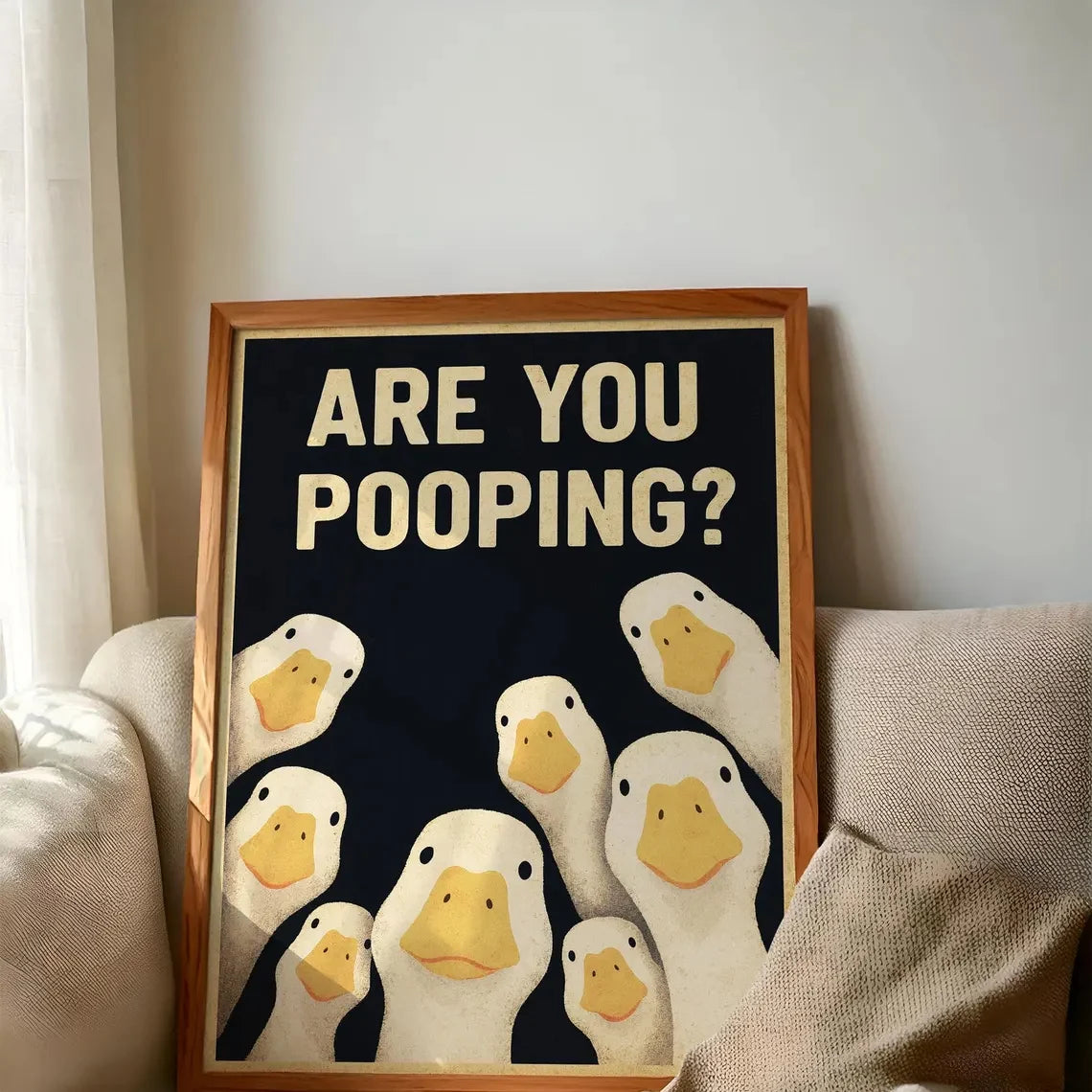 Lustiges Gänse-Toilettenschild | Vintage-Stil Leinwanddruck mit Humor | Perfekte Wanddekoration für Gästebäder 1